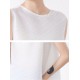 Simple Loose Sleeveless Pleated Asymmetric Solid Color Round-Neck Vest Top