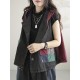 Artistic Retro Loose Denim Sleeveless Buttoned Contrast Color Hooded Vest Outerwear