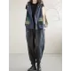 Artistic Retro Loose Denim Sleeveless Buttoned Contrast Color Hooded Vest Outerwear