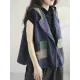 Artistic Retro Loose Denim Sleeveless Buttoned Contrast Color Hooded Vest Outerwear