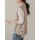 Simple Sleeveless Loose Buttoned Solid Color Round-Neck Sweater Vest Outerwear