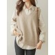 Casual Loose Sleeveless Solid Color V-Neck Sweater Vest Outerwear