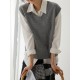 Casual Loose Sleeveless Solid Color V-Neck Sweater Vest Outerwear