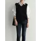 Casual Sleeveless Loose Solid Color V-Neck Vest Outerwear