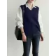 Casual Sleeveless Loose Solid Color V-Neck Vest Outerwear