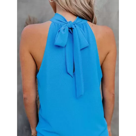 Stylish Selection Loose Solid Color Halter-Neck Vest Top