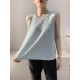 Casual Sleeveless Pleated Solid Color Round-Neck Vest Top