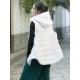 Simple Sleeveless Loose Keep Warm Cotton Quilted Solid Color Hooded Vest Outerwear