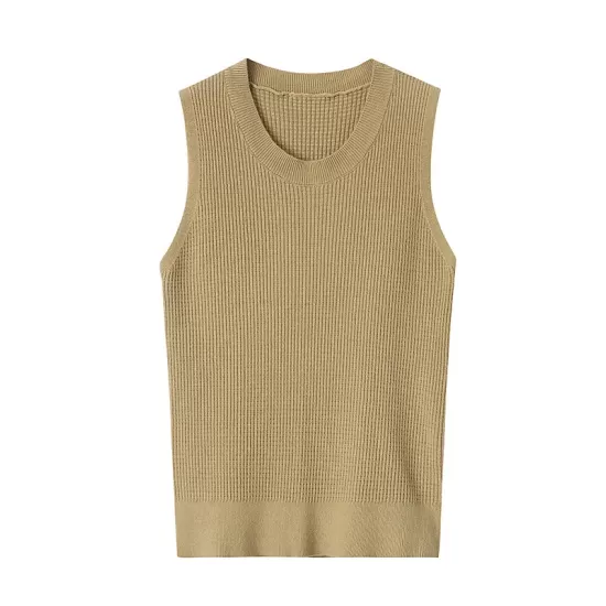 Casual Skinny Sleeveless Solid Color Round-Neck Vest Top