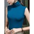 Stylish Selection Sleeveless Solid Color High-Neck Vest Top