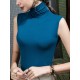 Stylish Selection Sleeveless Solid Color High-Neck Vest Top