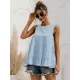 Casual Loose Sleeveless Split-Joint Solid Color Round-Neck Vest Top