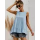 Casual Loose Sleeveless Split-Joint Solid Color Round-Neck Vest Top