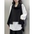 High-Low Irregular Clipping Hooded Solid Color Heaps Collar Vest Top