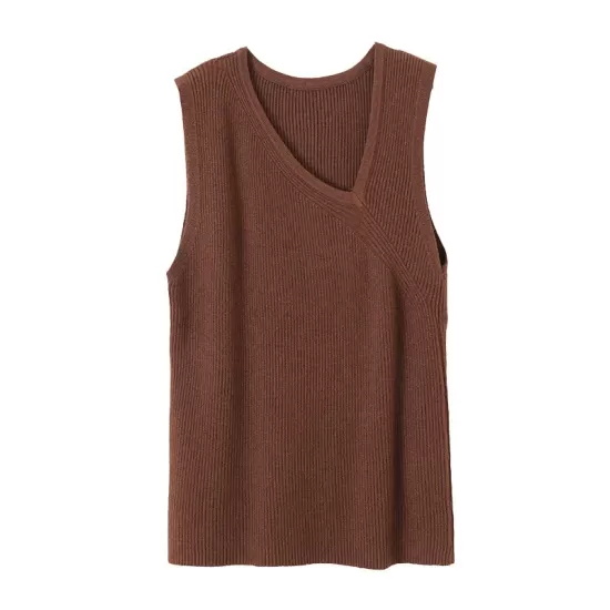 Asymmetric Solid Color Sleeveless V-Neck Vest Top