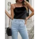 Solid Color Velvet Skinny Sleeveless Spaghetti-Neck Vest Top