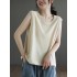 Solid Color Loose Sleeveless Round-neck Knitting Vest Top