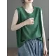 Solid Color Loose Sleeveless Round-neck Knitting Vest Top