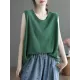 Solid Color Loose Sleeveless Round-neck Knitting Vest Top