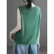 Solid Color Loose Sleeveless Round-neck Knitting Vest Top