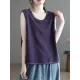 Solid Color Loose Sleeveless Round-neck Knitting Vest Top