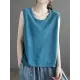 Solid Color Loose Sleeveless Round-neck Knitting Vest Top