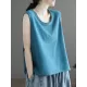 Solid Color Loose Sleeveless Round-neck Knitting Vest Top