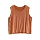 Solid Color Loose Sleeveless Round-neck Knitting Vest Top