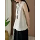 Fringed Solid Color Loose Sleeveless Round-Neck Vest Top