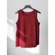 Fringed Solid Color Loose Sleeveless Round-Neck Vest Top