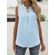 Pleated Solid Color Loose Sleeveless V-Neck Vest Top