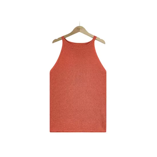 Solid Color Loose Halter-Neck Vest Top