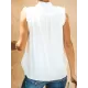 Pleated Solid Color Loose Sleeveless Stand Collar Vest Top