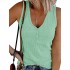 Pleated Solid Color Skinny Sleeveless V-Neck Vest Top