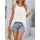 Hollow Solid Color Loose Sleeveless Round-Neck Vest Top