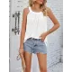 Hollow Solid Color Loose Sleeveless Round-Neck Vest Top