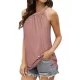 Hollow Solid Color Loose Sleeveless Round-Neck Vest Top