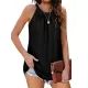 Hollow Solid Color Loose Sleeveless Round-Neck Vest Top