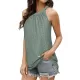 Hollow Solid Color Loose Sleeveless Round-Neck Vest Top