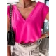 Solid Color V-back Loose Sleeveless V-neck Vest Top