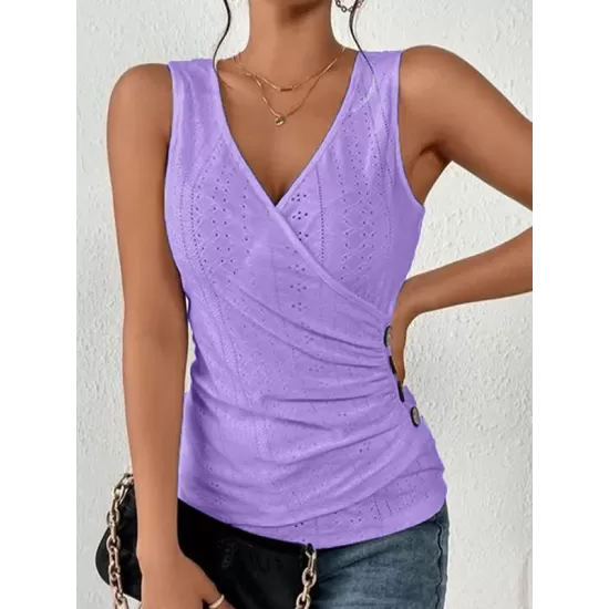 Solid Color Skinny Sleeveless Deep V-Neck Vest Top