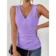 Solid Color Skinny Sleeveless Deep V-Neck Vest Top