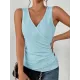 Solid Color Skinny Sleeveless Deep V-Neck Vest Top