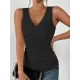 Solid Color Skinny Sleeveless Deep V-Neck Vest Top