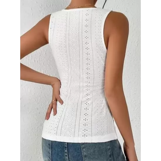 Solid Color Skinny Sleeveless Deep V-Neck Vest Top