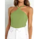 Solid Color Skinny Sleeveless Halter-Neck Vest Top