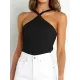 Solid Color Skinny Sleeveless Halter-Neck Vest Top