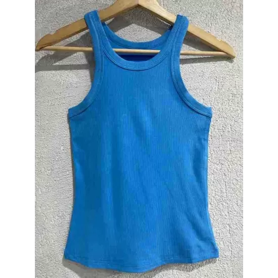 Solid Color Skinny Sleeveless Round-Neck Vest Top