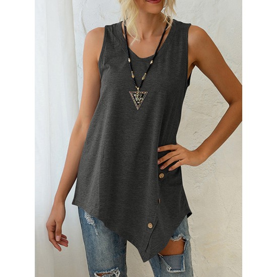 Solid Color Irregularity Loose V-Neck Vest Top