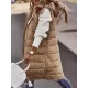 Buttoned Drawstring Keep Warm Solid Color Split-Joint Zipper Hooded Sleeveless Vest Outerwear Padded Coat